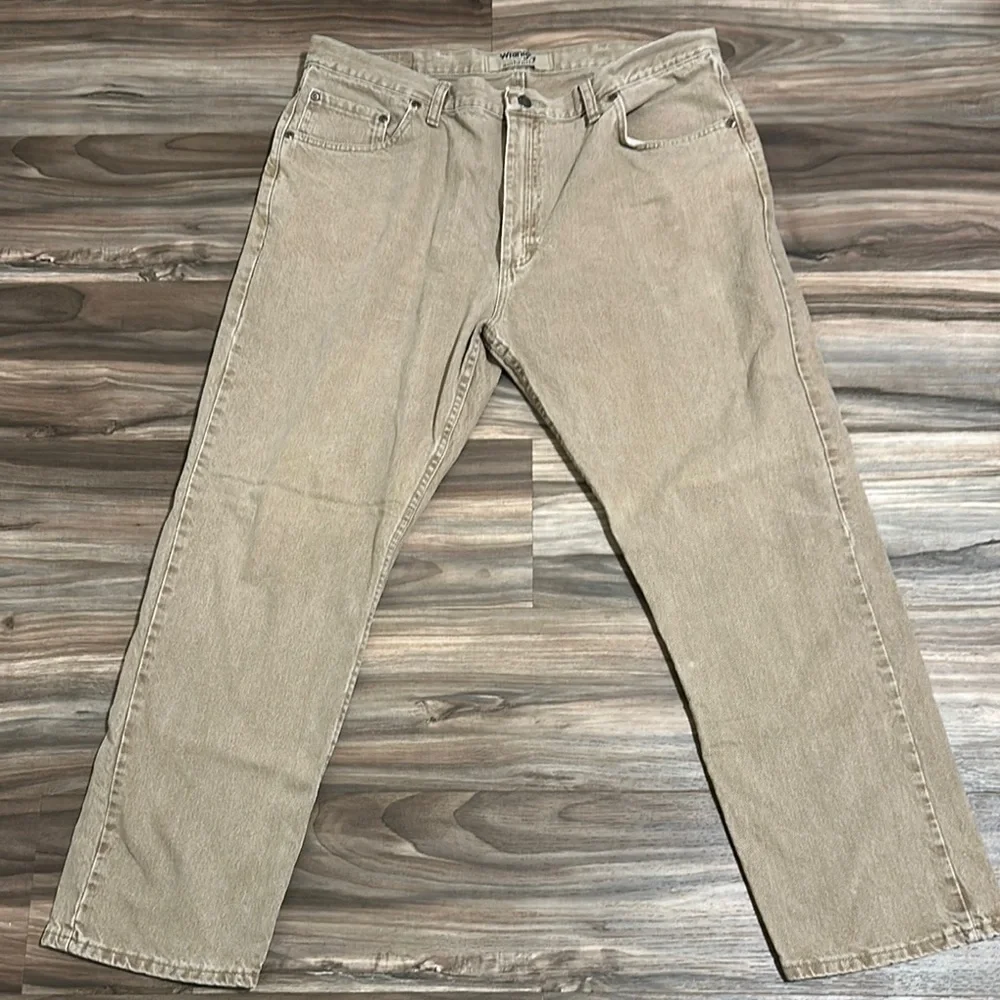 Wrangler Authentics Jeans Men’s Tan Denim Straight Leg Zip Mid Rise 40x30